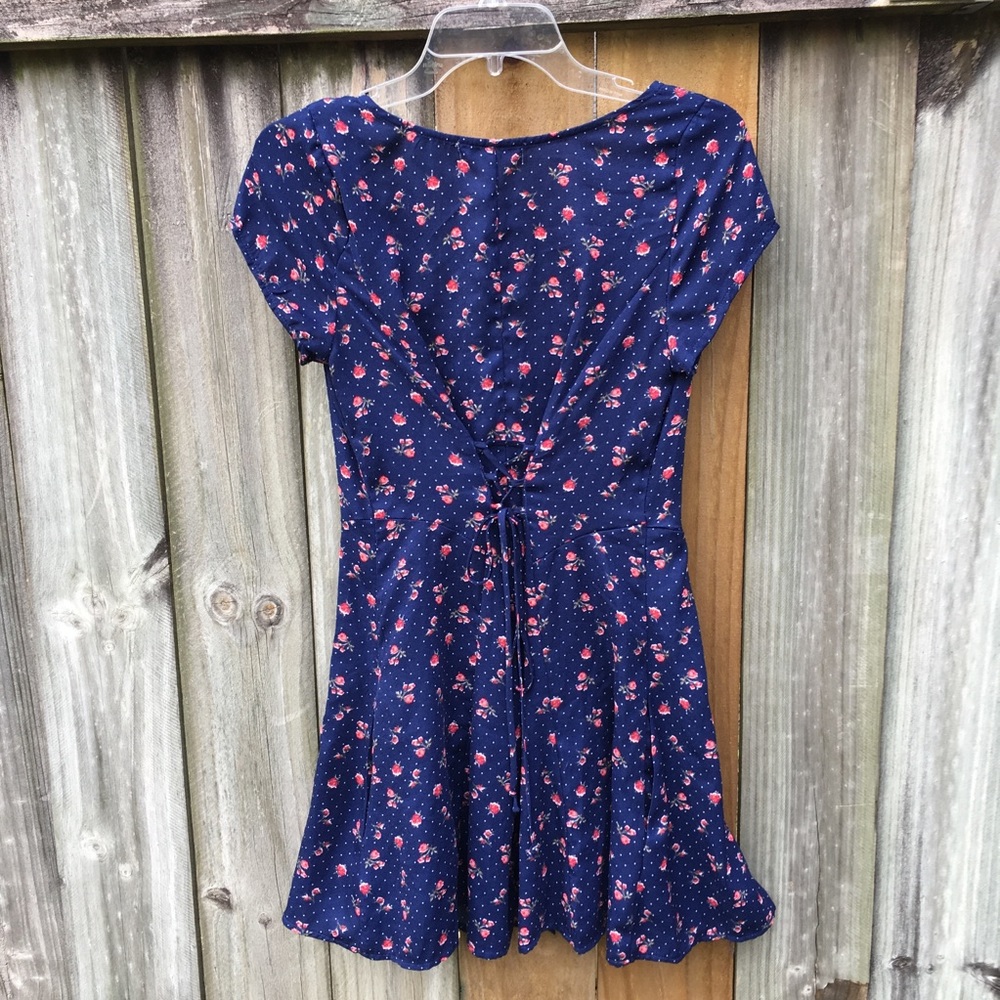 Floral Corset Back Dress w/ Pockets - Picture 2 of 8